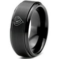 thumbnail image 1 of Tungsten Heart Love Hippy Boho Emoji Band Ring 8mm Men Women Comfort Fit Black Step Bevel Edge Brushed Polished, 1 of 4