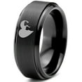 thumbnail image 1 of Tungsten Heart Yin Yang Dog Cat Lovers Band Ring 8mm Men Women Comfort Fit Black Step Bevel Edge Brushed Polished, 1 of 4