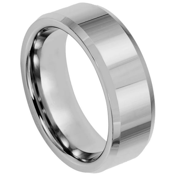 Tungsten High Polish Beveled Edge Wedding Ring Size 11.5