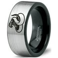 thumbnail image 1 of Tungsten Hissing Snake Python Serpent Band Ring 8mm Men Women Comfort Fit Brushed Gray Flat Cut Black Polished, 1 of 4