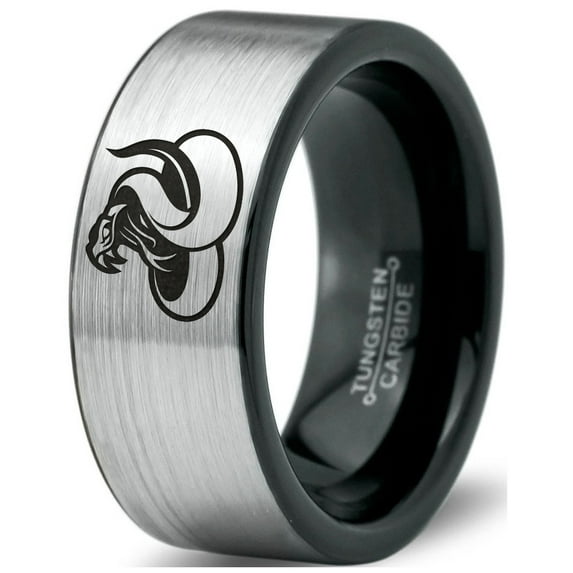 Tungsten Hissing Snake Python Serpent Band Ring 8mm Men Women Comfort Fit Brushed Gray Flat Cut Black Polished