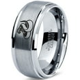 thumbnail image 1 of Tungsten Hissing Snake Python Serpent Band Ring 8mm Men Women Comfort Fit Gray Step Bevel Edge Brushed Polished, 1 of 4