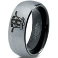 thumbnail image 1 of Tungsten Hockey Ring Band Ring 8mm Men Women Comfort Fit Black Dome Brushed Gray Polished, 1 of 4
