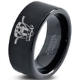 thumbnail image 1 of Tungsten Hockey Ring Band Ring 9mm Men Women Comfort Fit Black Flat Cut Brushed Polished, 1 of 4