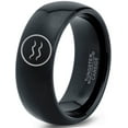 thumbnail image 1 of Tungsten Horoscope Aquarius Band Ring 8mm Men Women Comfort Fit Black Dome Polished, 1 of 4