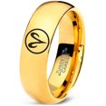 thumbnail image 1 of Tungsten Horoscope Aries Band Ring 7mm Men Women Comfort Fit 18k Yellow Gold Dome Polished Size 7, 1 of 4