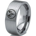 thumbnail image 1 of Tungsten Horoscope Aries Band Ring 8mm Men Women Comfort Fit Gray Flat Cut Brushed Polished Size 13, 1 of 4