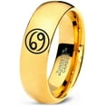 thumbnail image 1 of Tungsten Horoscope Cancer Band Ring 7mm Men Women Comfort Fit 18k Yellow Gold Dome Polished Size 4, 1 of 4