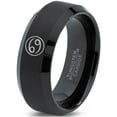 thumbnail image 1 of Tungsten Horoscope Cancer Band Ring 8mm Men Women Comfort Fit Black Beveled Edge Brushed Polished Size 8.5, 1 of 4