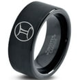 thumbnail image 1 of Tungsten Horoscope Gemini Band Ring 9mm Men Women Comfort Fit Black Flat Cut Brushed Polished Size 8, 1 of 4