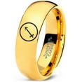 thumbnail image 1 of Tungsten Horoscope Sagitarius Band Ring 7mm Men Women Comfort Fit 18k Yellow Gold Dome Polished, 1 of 4