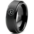 thumbnail image 1 of Tungsten Horoscope Taurus Band Ring 8mm Men Women Comfort Fit Black Step Bevel Edge Brushed Polished, 1 of 4
