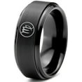 thumbnail image 1 of Tungsten Horoscope Virgo Band Ring 8mm Men Women Comfort Fit Black Step Bevel Edge Brushed Polished Size 9.5, 1 of 4