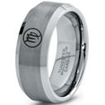 thumbnail image 1 of Tungsten Horoscope Virgo Band Ring 8mm Men Women Comfort Fit Gray Bevel Edge Brushed Polished Size 15, 1 of 4