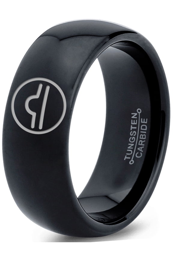 Tungsten Horoscope Zodiac Astrology Libra Band Ring 8mm Men Women Comfort Fit Black Dome Polished
