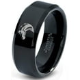 thumbnail image 1 of Tungsten Horse Bronco Equestrian Band Ring 8mm Men Women Comfort Fit Black Beveled Edge Polished, 1 of 4