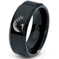 thumbnail image 1 of Tungsten Horse Horses Equestrian Equine Equidae Band Ring 8mm Men Women Comfort Fit Black Beveled Edge Polished, 1 of 4