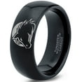 thumbnail image 1 of Tungsten Horse Horses Equestrian Equine Equidae Band Ring 8mm Men Women Comfort Fit Black Dome Polished, 1 of 4