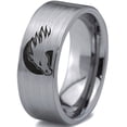 thumbnail image 1 of Tungsten Horse Horses Equestrian Equine Equidae Band Ring 8mm Men Women Comfort Fit Gray Flat Cut Brushed Polished, 1 of 4