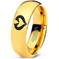 thumbnail image 1 of Tungsten Horse Love Heart Shaped Equestrian Horses Band Ring 7mm Men Women Comfort Fit 18k Yellow Gold Dome Polished, 1 of 4