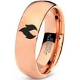 thumbnail image 1 of Tungsten Hot Fire Flame Emblem Band Ring 7mm Men Women Comfort Fit 18k Rose Gold Dome Polished, 1 of 4