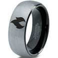thumbnail image 1 of Tungsten Hot Fire Flame Emblem Band Ring 8mm Men Women Comfort Fit Black Dome Brushed Gray Polished, 1 of 4