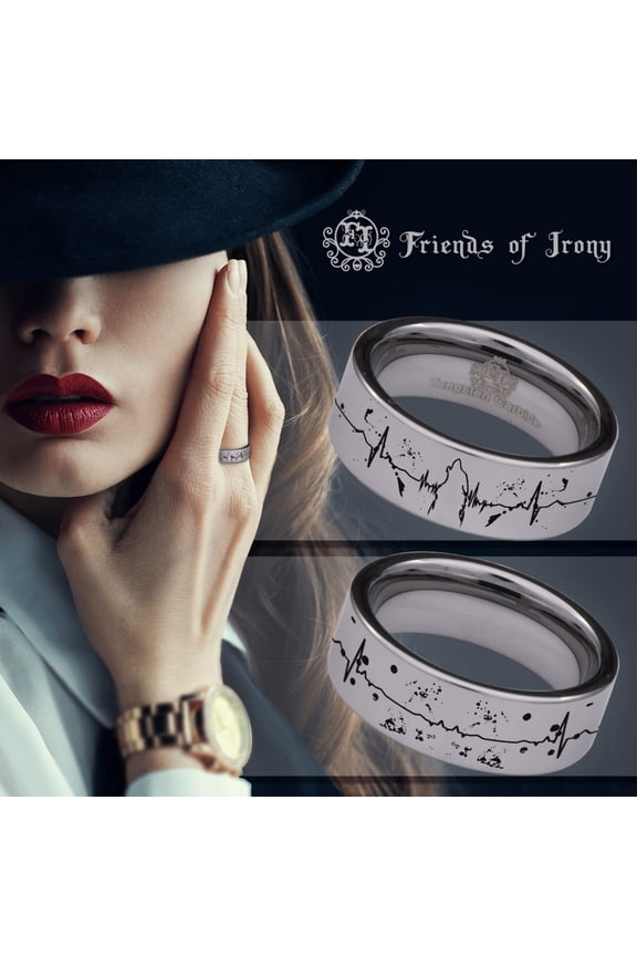 Tungsten Howling Wolf Lifeline Ring