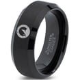 thumbnail image 1 of Tungsten Howling WolfBand Ring 8mm Men Women Comfort Fit Black Beveled Edge Brushed Polished, 1 of 4