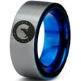 thumbnail image 1 of Tungsten Howling WolfBand Ring 8mm Men Women Comfort Fit Blue Flat Cut Brushed Gray Polished, 1 of 4