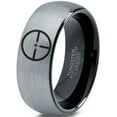 thumbnail image 1 of Tungsten Hunting Aiming Scope Band Ring 8mm Men Women Comfort Fit Black Dome Brushed Gray Polished, 1 of 4
