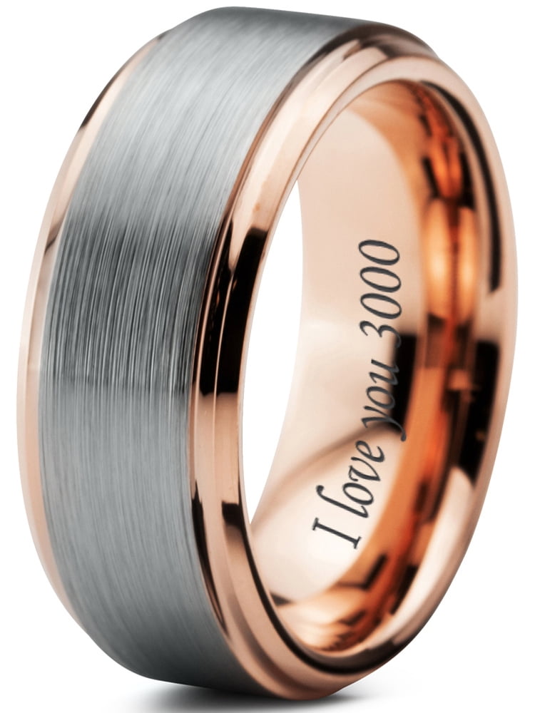 Tungsten I Love You 3000 Quote Engraved Band Ring 8mm Men Women