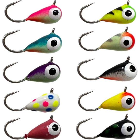 Tungsten Ice Fishing Jigs - Super Sensitive Tear Drop Jig for Panfish, Crappie, Walleye, Perch, Trout and Bluegill -Ice Fishing Lures Glow with UV Light