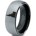 thumbnail image 1 of Tungsten Idaho The Gem State Band Ring 8mm Men Women Comfort Fit Black Dome Brushed Gray Polished, 1 of 4