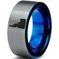 thumbnail image 1 of Tungsten Idaho The Gem State Band Ring 8mm Men Women Comfort Fit Blue Flat Cut Brushed Gray Polished, 1 of 4