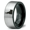 thumbnail image 1 of Tungsten Idaho The Gem State Band Ring 8mm Men Women Comfort Fit Brushed Gray Flat Cut Black Polished, 1 of 4
