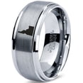 thumbnail image 1 of Tungsten Idaho The Gem State Band Ring 8mm Men Women Comfort Fit Gray Step Bevel Edge Brushed Polished, 1 of 4