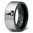 thumbnail image 1 of Tungsten Idaho The Gem State Heart Band Ring 8mm Men Women Comfort Fit Brushed Gray Flat Cut Black Polished, 1 of 4