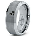 thumbnail image 1 of Tungsten Idaho The Gem State Heart Band Ring 8mm Men Women Comfort Fit Gray Step Bevel Edge Brushed Polished, 1 of 4