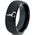 thumbnail image 1 of Tungsten Idaho The Gem State Potato Band Ring 8mm Men Women Comfort Fit Black Dome Brushed Polished, 1 of 4