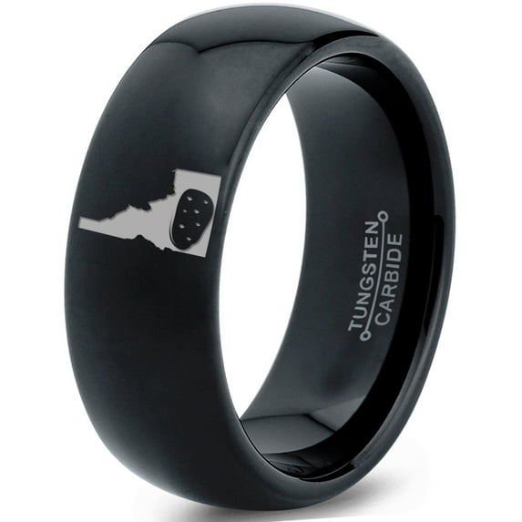 Tungsten Idaho The Gem State Potato Band Ring 8mm Men Women Comfort Fit Black Dome Polished