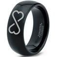 thumbnail image 1 of Tungsten Infinity Heart Shaped Emoji Art Band Ring 8mm Men Women Comfort Fit Black Dome Polished, 1 of 4