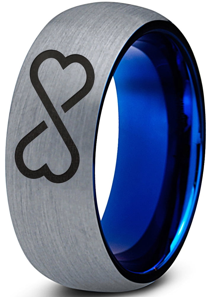 Tungsten Infinity Heart Shaped Emoji Art Band Ring 8mm Men Women