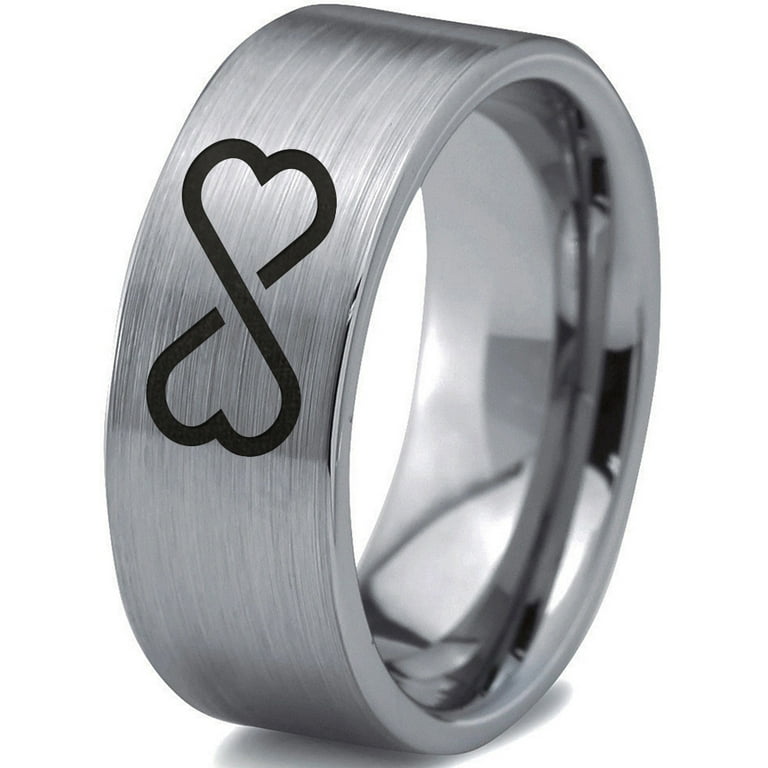 Tungsten Infinity Heart Shaped Emoji Art Band Ring 8mm Men Women
