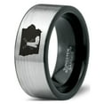 thumbnail image 1 of Tungsten Iowa Hawkeye State Windmill Band Ring 8mm Men Women Comfort Fit Brushed Gray Flat Cut Black Polished, 1 of 4