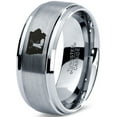 thumbnail image 1 of Tungsten Iowa Hawkeye State Windmill Band Ring 8mm Men Women Comfort Fit Gray Step Bevel Edge Brushed Polished, 1 of 4