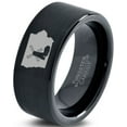 thumbnail image 1 of Tungsten Iowa Hawkeye State Windmill Band Ring 9mm Men Women Comfort Fit Black Flat Cut Brushed Polished, 1 of 4