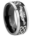 thumbnail image 1 of Tungsten Irish Claddagh 8mm Brushed Black 2 Tone Beveled Edges Men Ring, 1 of 2