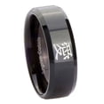 thumbnail image 1 of Tungsten Kanji Love 8mm Glossy Black Polished Beveled Edges Men Ring, 1 of 2