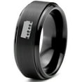thumbnail image 1 of Tungsten Kansas Sunflower State Flowers Band Ring 8mm Men Women Comfort Fit Black Step Bevel Edge Brushed Polished, 1 of 4