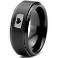 thumbnail image 1 of Tungsten Kansas Sunflower State Heart Band Ring 8mm Men Women Comfort Fit Black Step Bevel Edge Brushed Polished, 1 of 4